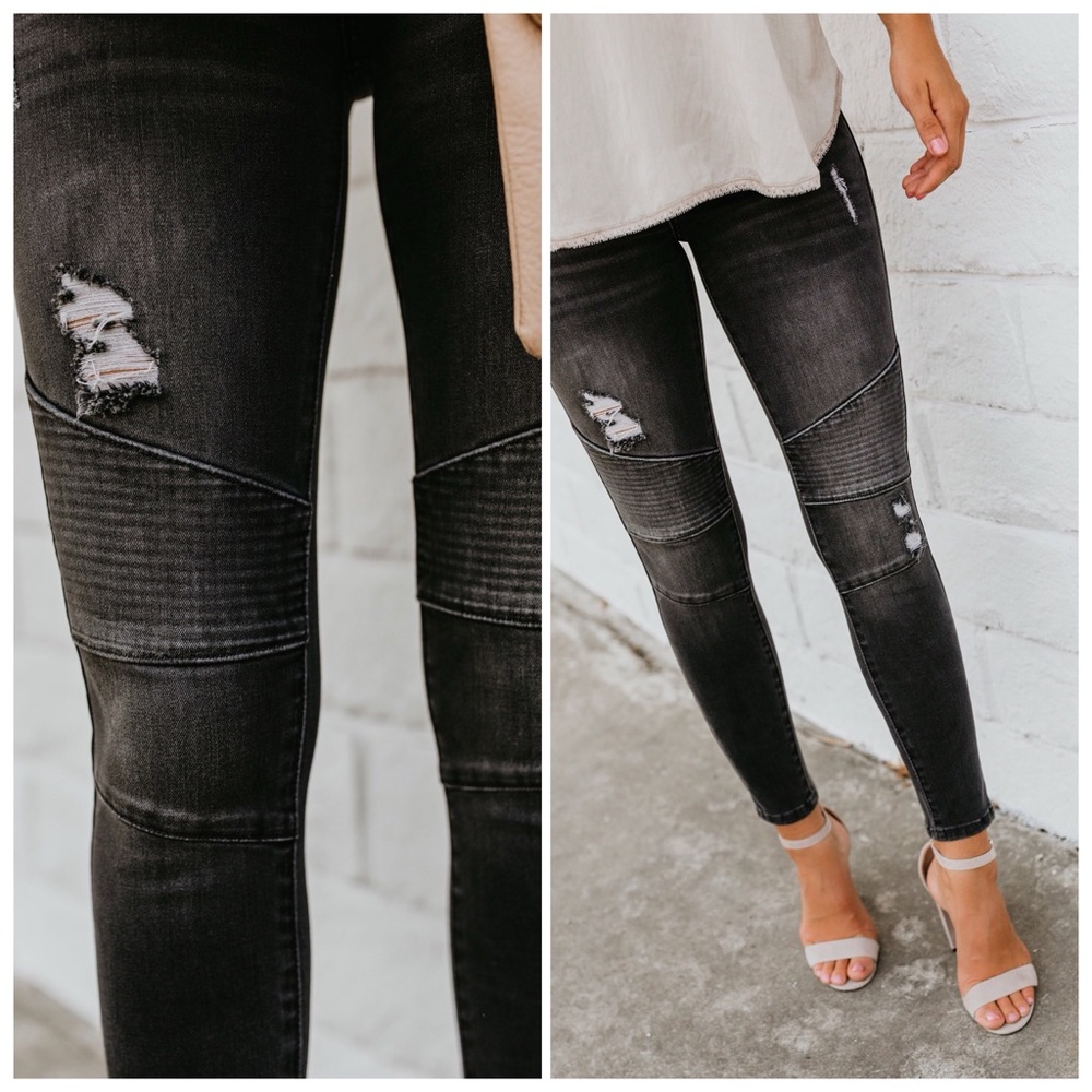 NEW‼️Dark grey MOTO panel frayed skinny - jeans - Picture 3 of 4